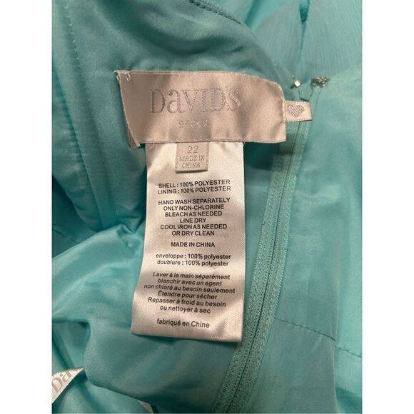 Davids Bridal Womens Plus Size 22 Spa Blue Short Chiffon One Shoulder Dress - Picture 4 of 7